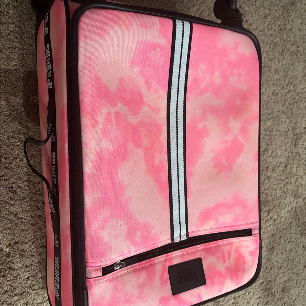 Pink Tie-Dye Suitcase with Stripe